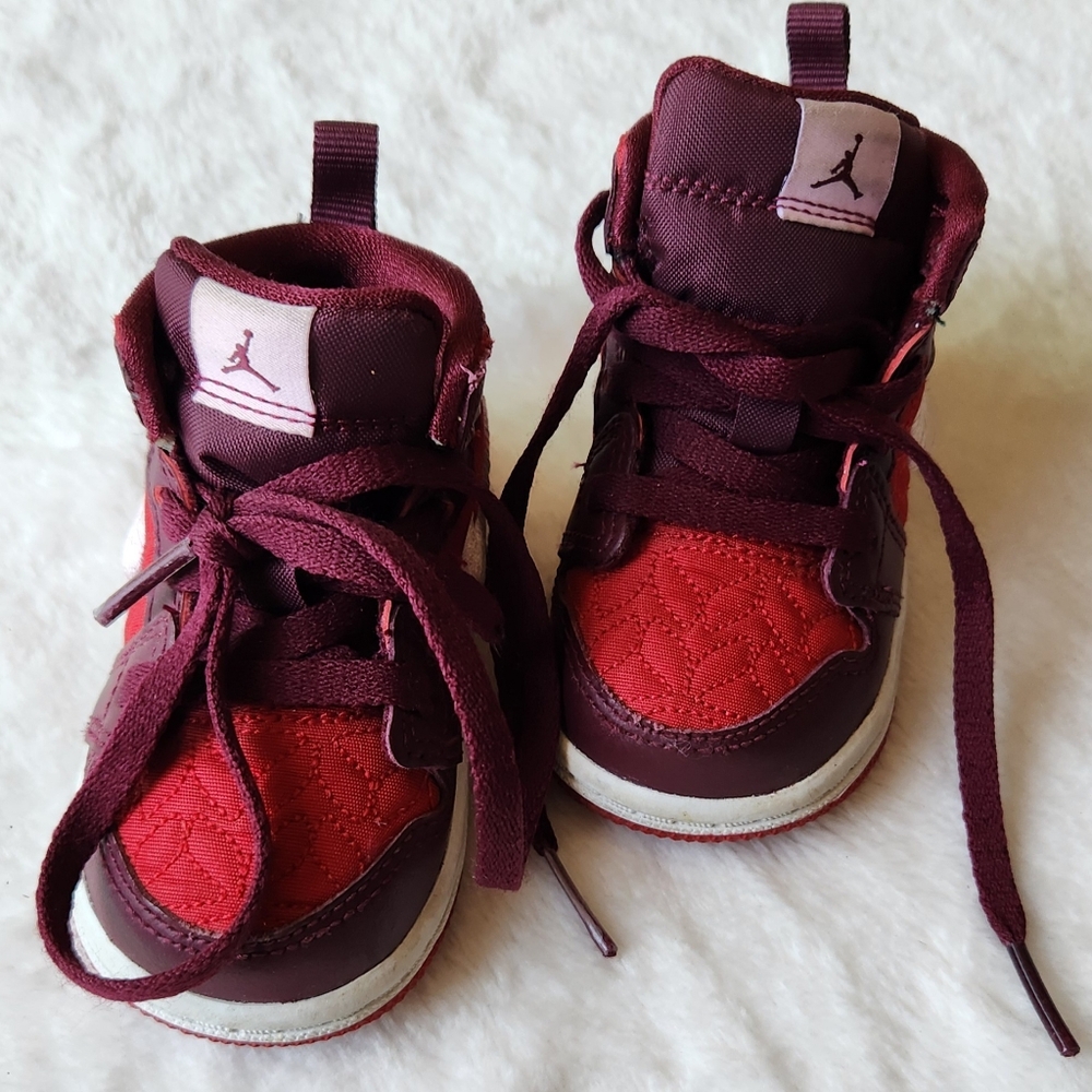 Air Jordan 1 Mid TD 'Red Quilted' Kids Nike Shoes